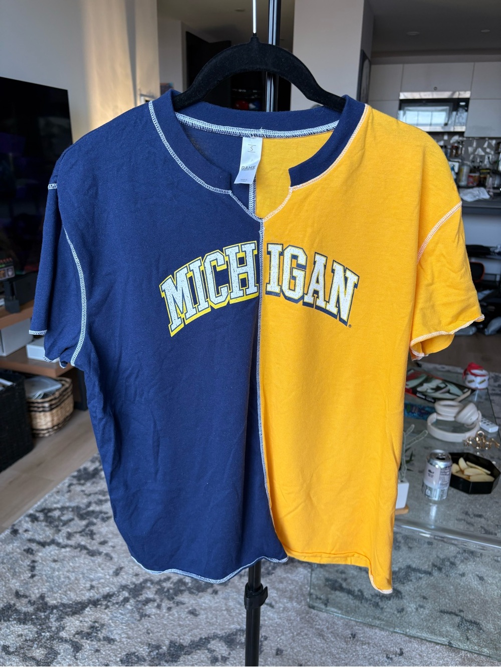 Michigan Split-Color Short Sleeve Tee - Blue & Maize
